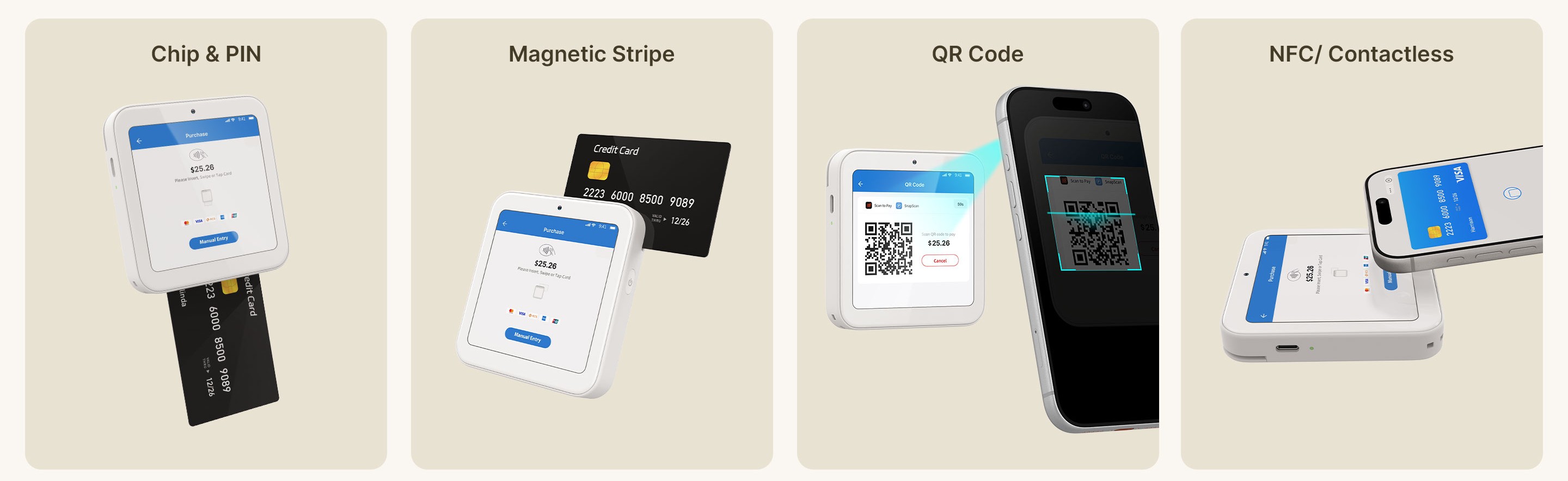PayLogic terminal accepting chip and PIN, magnetic stripe, QR code and contactless payments